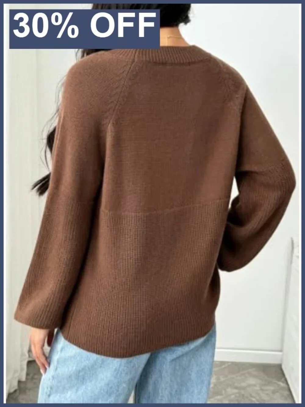 Women's Oversized Chunky Knit Crewneck Sweater Acrylic Polyamide Pullover